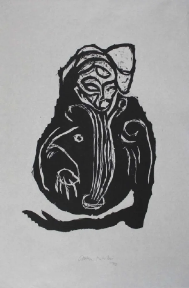 Houtsnede Nicolai - Im Inneren frisst das Helle das Dunkle III