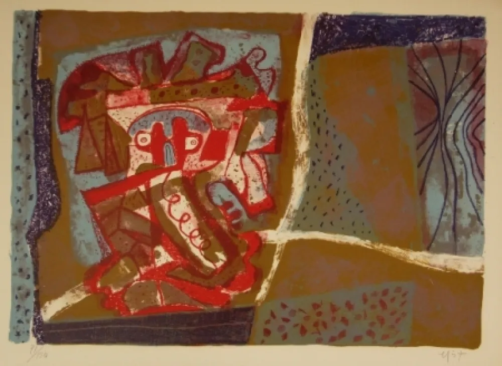 Lithografie Nieto - Tête rouge