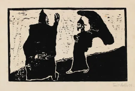 Houtsnede Nolde - General und Diener (General and Servant)