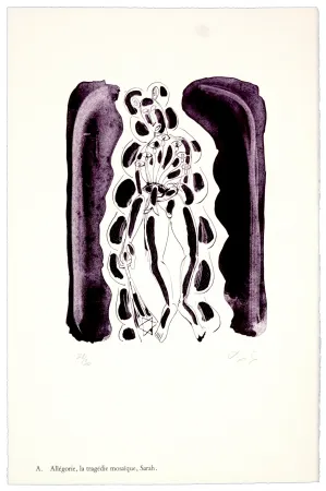 Lithografie Nørgaard - A. Allégorie, la tragédie mosaïque, Sarah