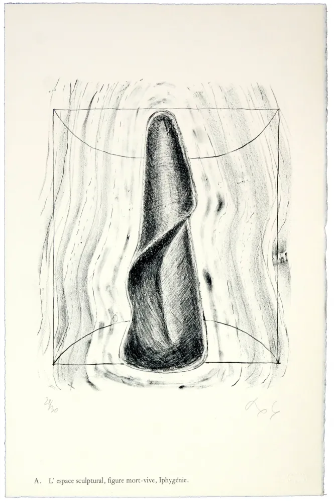 Lithografie Nørgaard - A. L'espace sculptural, figure mort-vive, Iphygénie.