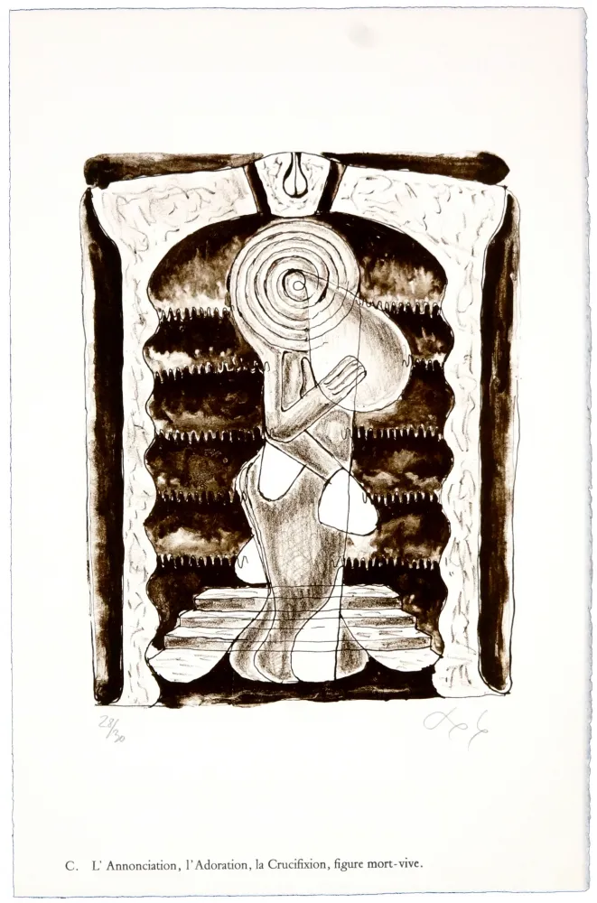 Lithografie Nørgaard - C. L'Annonciation, l'Adoration, la Crucifixion, figure mort-vive
