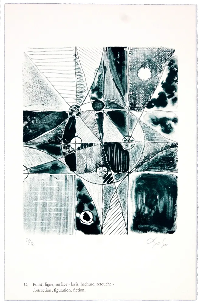Lithografie Nørgaard - C. Point, ligne, surface - lavis, hachure, retouche - abstraction, figuration, fiction/
