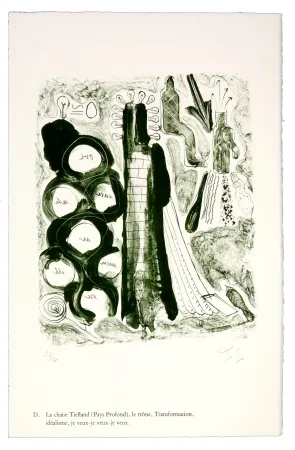 Lithografie Nørgaard - D. La chaise Tiefland (Pays profond), le trône, Transformation, idéalisme, je veux-je veux-je veux