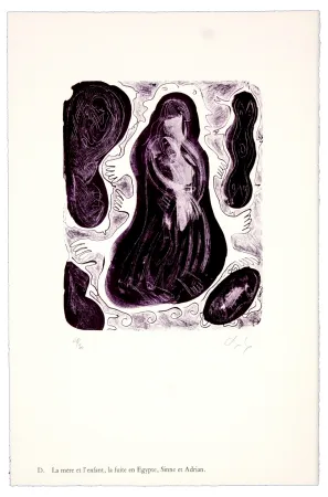 Lithografie Nørgaard - D. La mère et l'enfant, la fuite en Egypte, Sinne et Adrian