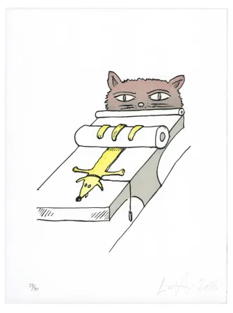 Lithografie Nørgard - Chien écrasé