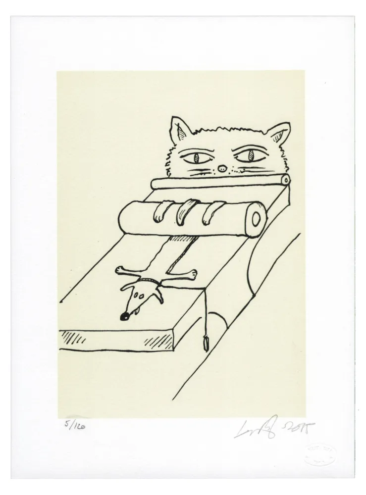 Lithografie Nørgard - Chien écrasé