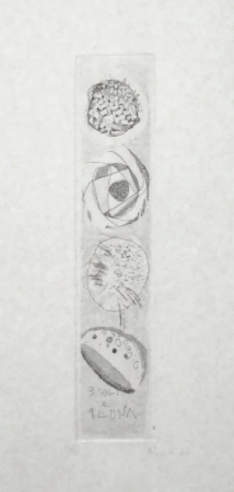 Ets En Aquatint Novelli - Tre soli e una luna