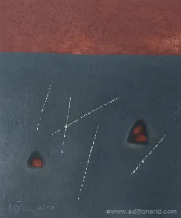 Gravure Nóvoa - CARRÉ NOIR & ROUGE 