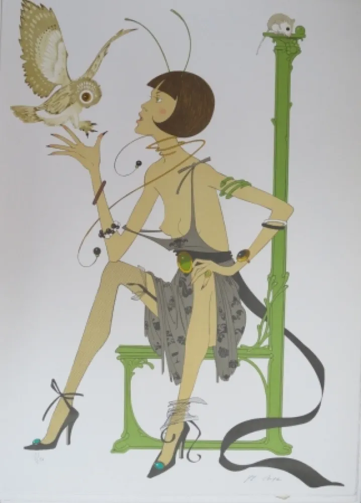 Lithografie Noyer - La chouette