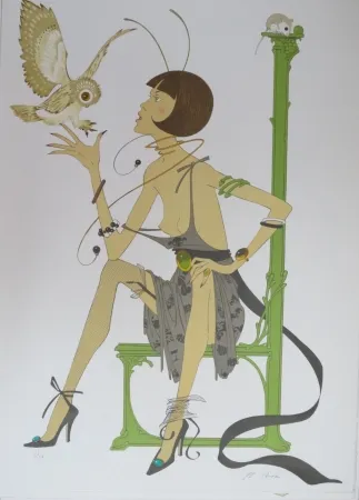 Lithografie Noyer - La chouette