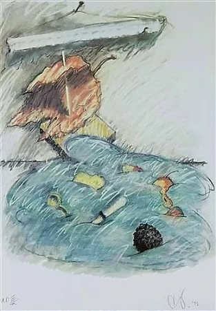 Lithografie Oldenburg - Leaf Boat-Storm In The Studio