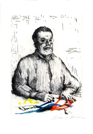 Ets En Aquatint Olivier O - Autoportrait 