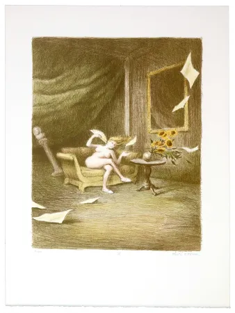 Lithografie Olivier O - Romances Muettes (Lady wind's fan)