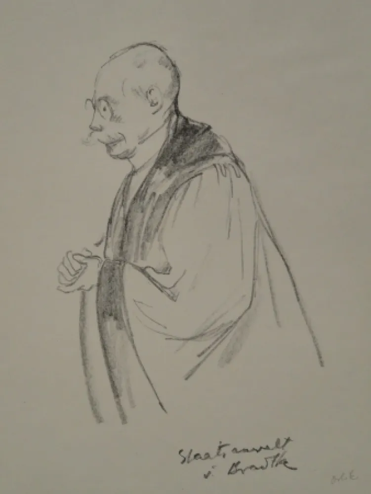 Lithografie Orlik - Aus dem Reigen-Process 1921