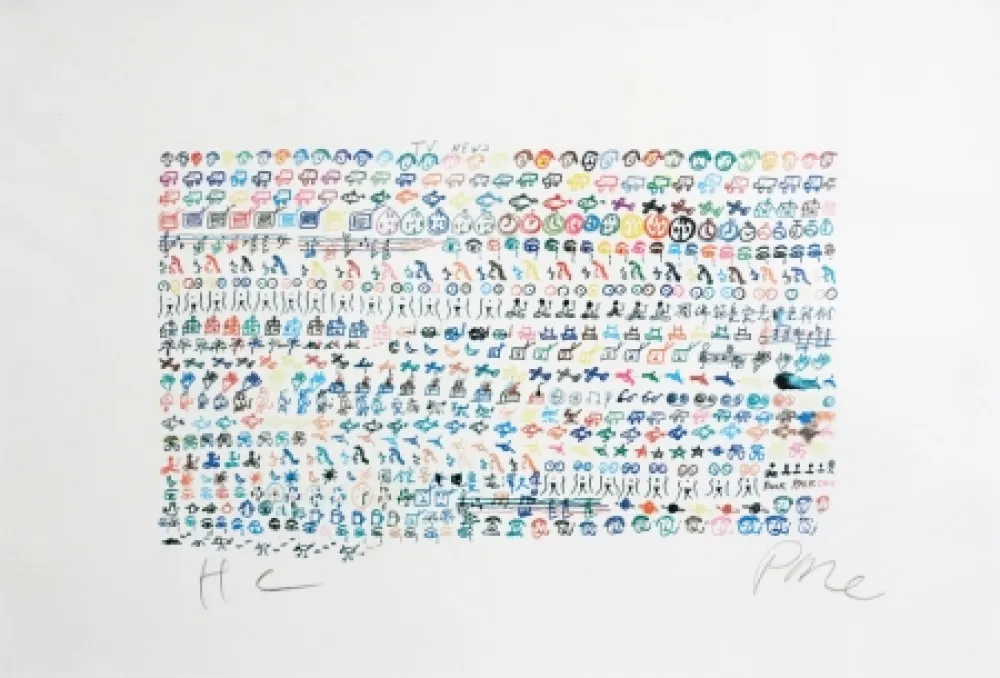 Lithografie Paik - TV news