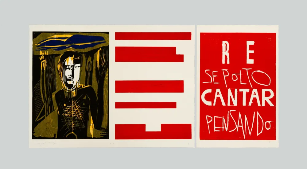 Houtsnede Paladino - Re sepolto cantar pensando