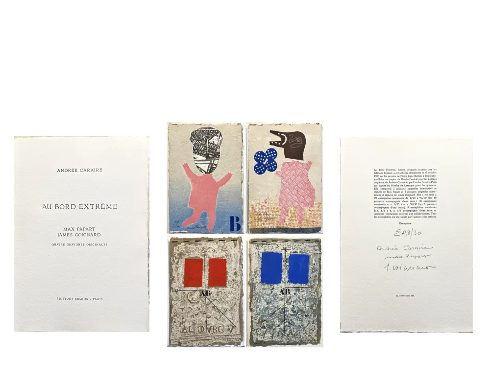 Geïllustreerd Boek Papart - AU BORD EXTRÊME. Quatre gravures signées de Max Papart et James Coignard (1983)