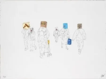 Lithografie Partegas - Shopping Heads