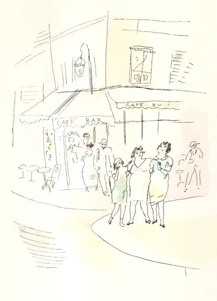 Geïllustreerd Boek Pascin - 3 petites filles dans la rue.  Dessins en couleurs de Pascin
