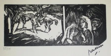 Houtsnede Pascin - Filles et cavaliers