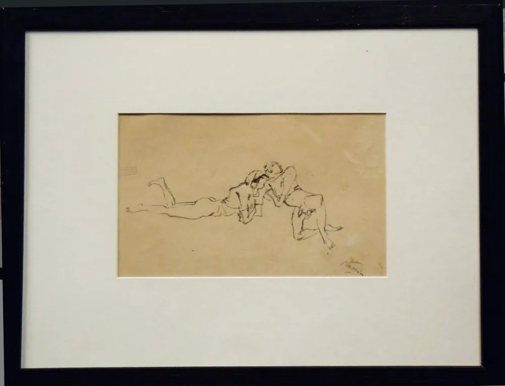 Geen Techniek Pascin - Jules Pascin. Couple allongé, vers 1922. Dessin.