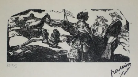 Houtsnede Pascin - La zone