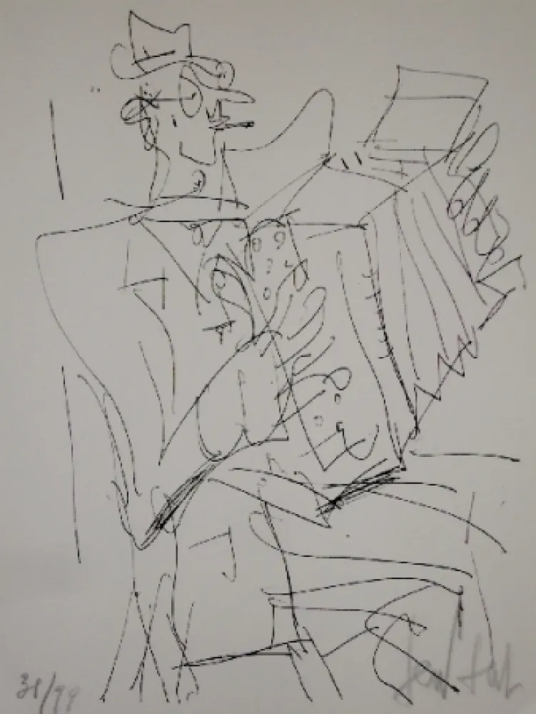 Lithografie Paul  - L'accordéoniste