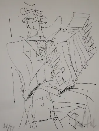 Lithografie Paul  - L'accordéoniste