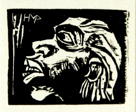 Houtsnede Pechstein - Kopf eines Insulaners (Head of an Islander)
