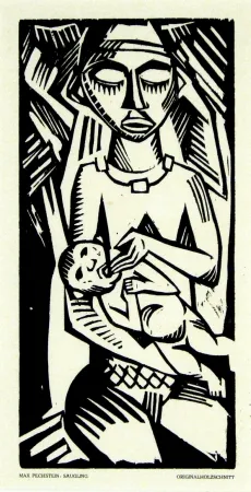 Houtsnede Pechstein - Säugling (Infant)