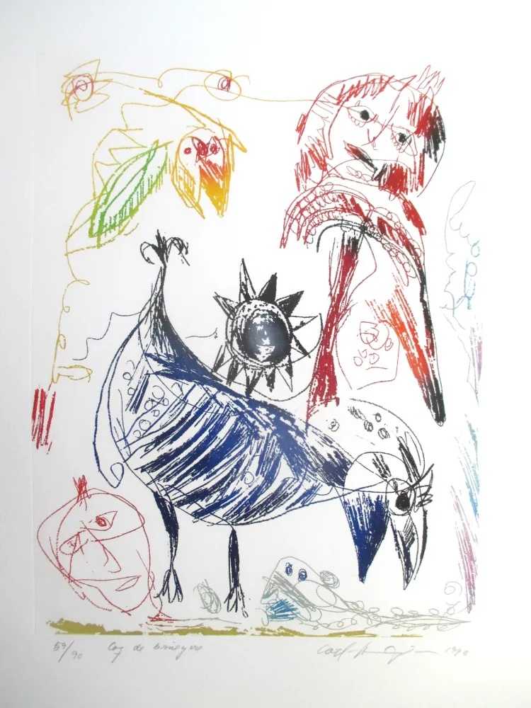 Ets En Aquatint Pedersen - Coq de Bryuere