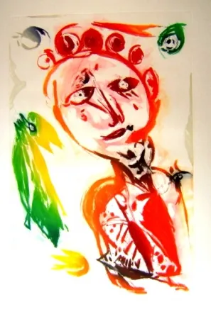 Aquatint Pedersen - La fille et l'oiseau