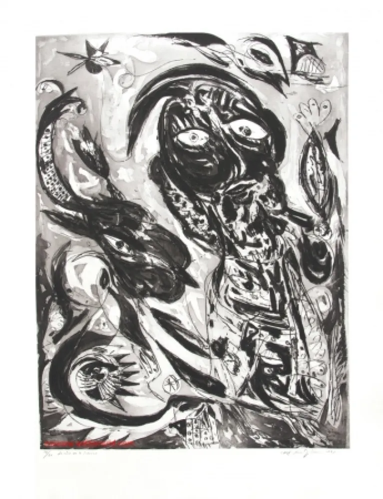 Ets En Aquatint Pedersen - Le rêve de la licorne N