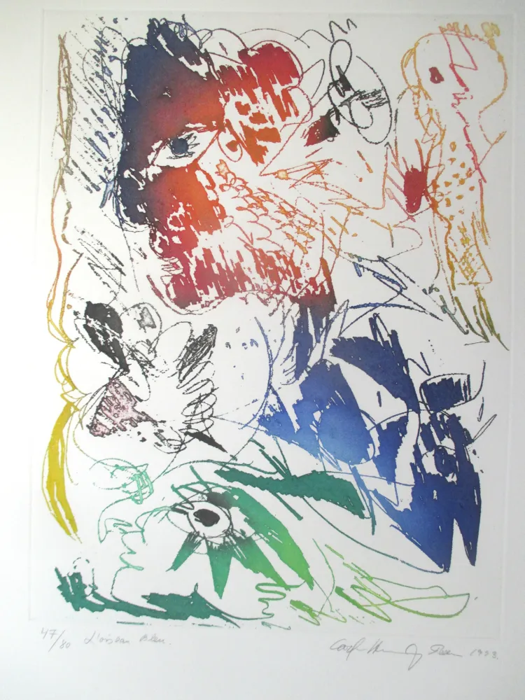 Ets En Aquatint Pedersen - L'Oiseau bleu