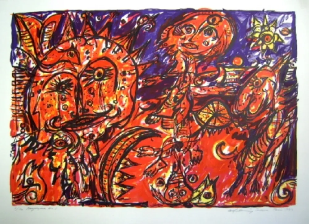 Lithografie Pedersen - Mayalegende Nr 1