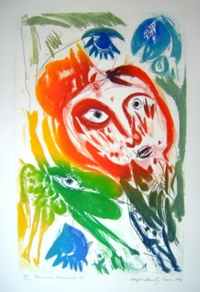 Aquatint Pedersen - Rencontre hivernale