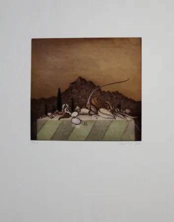 Ets En Aquatint Peer - Still Life Landscape