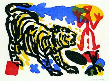 Lithografie Penck - Tiger and red figure