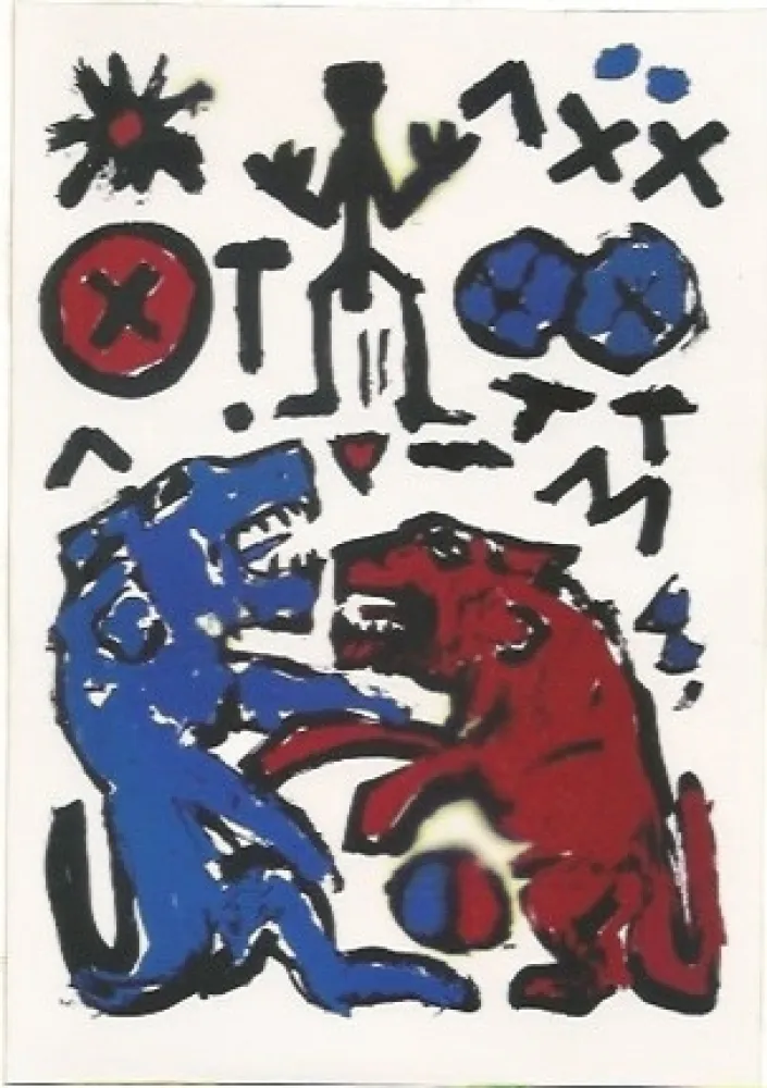 Zeefdruk Penck - Zwei Lowen