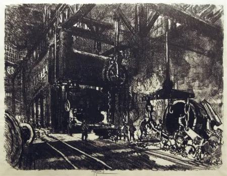 Lithografie Pennell - In the Land of Brobdingnag: The Armour Plate Bending Presses