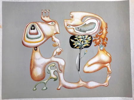 Lithografie Pérahim - Jules Perahim, Surrealist Composition, 1970s