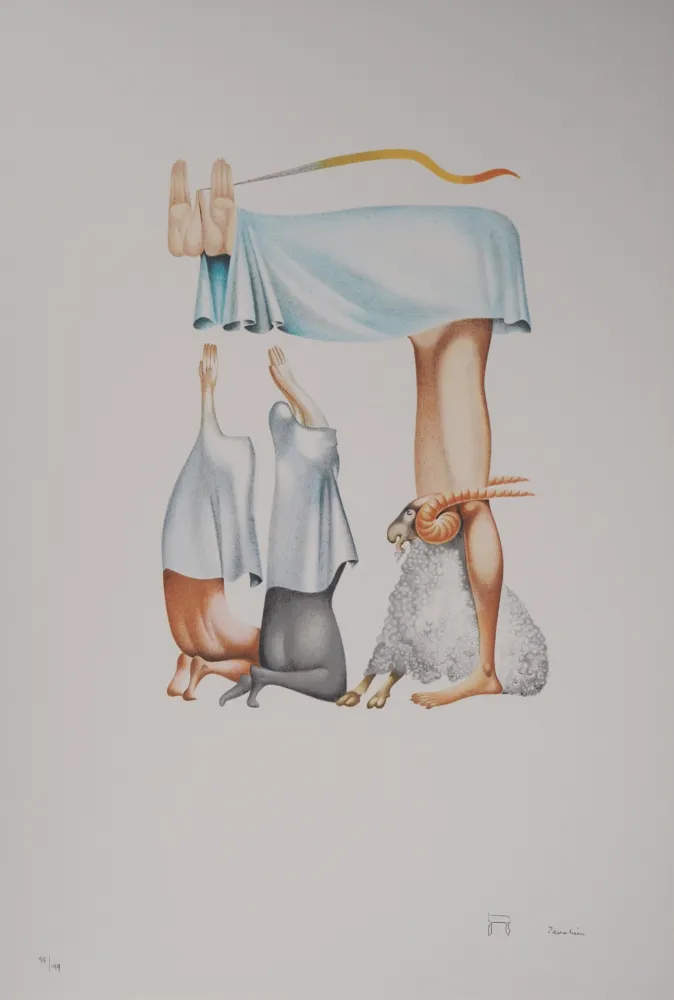 Lithografie Pérahim - L'Alphabet Hébreu : Bouc émissaire