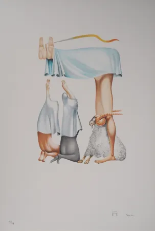 Lithografie Pérahim - L'Alphabet Hébreu : Bouc émissaire