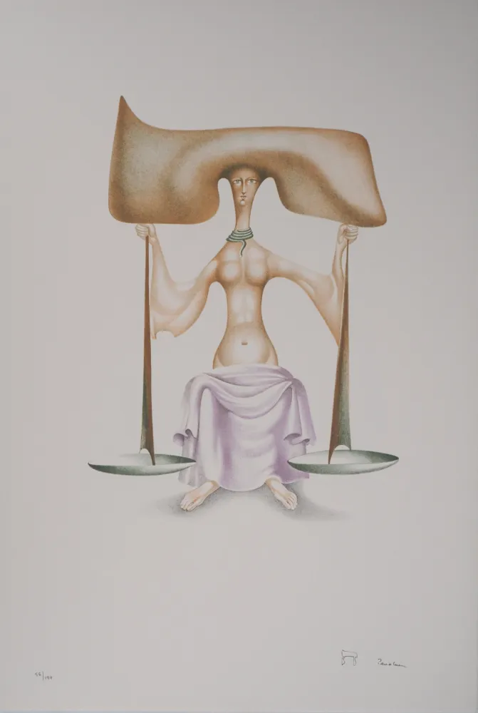 Lithografie Pérahim - L'Alphabet Hébreu : Justice et Equilibre
