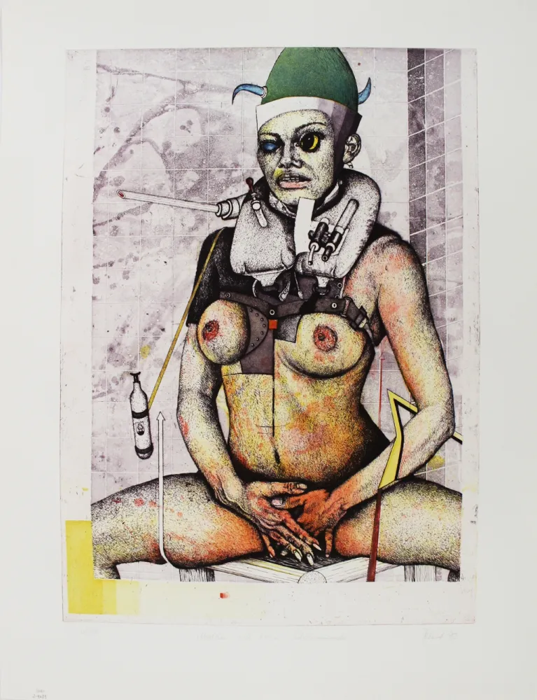 Ets En Aquatint Petrick - Mädchen mit kleiner Schwimmweste