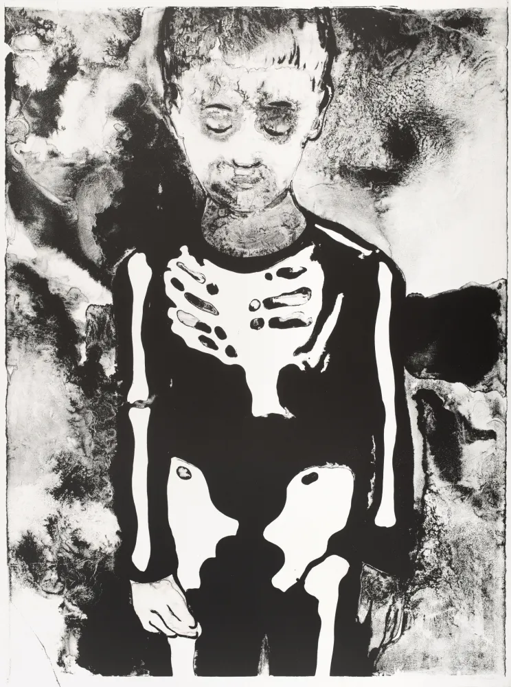 Lithografie Pétrovitch - Garçon au Squelette