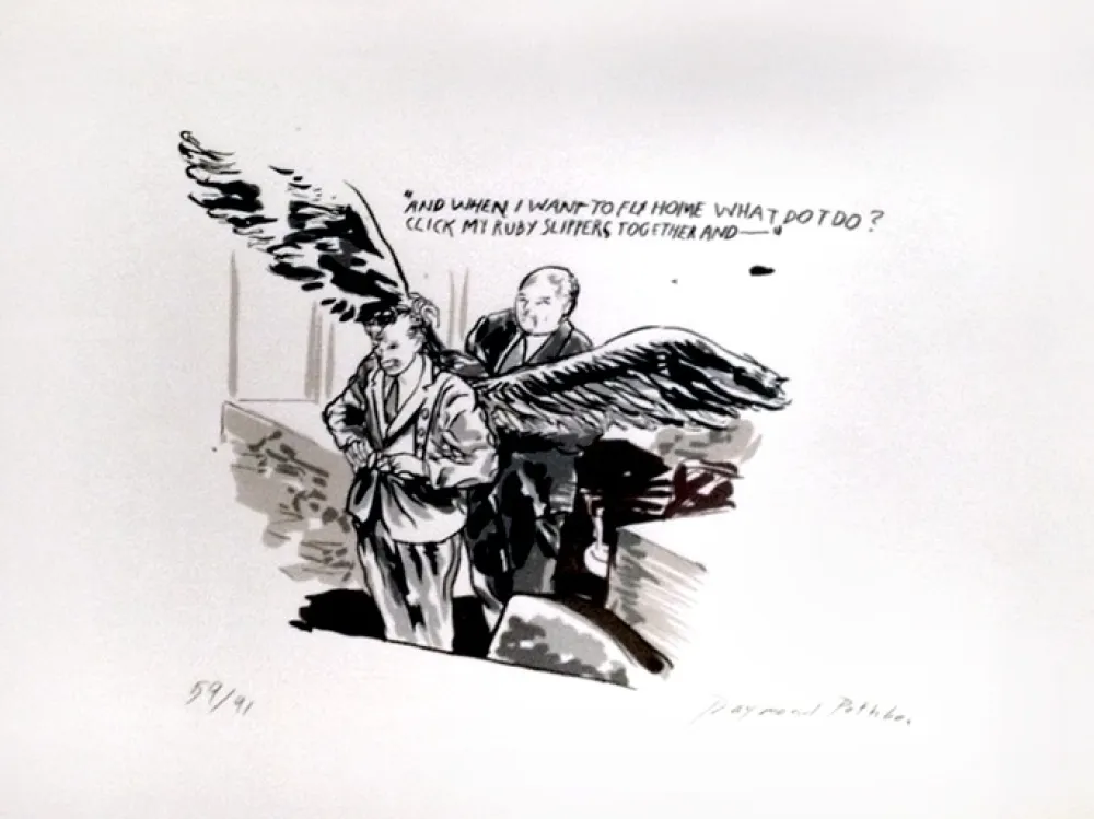 Zeefdruk Pettibon - And When I Want to Fly Home What Do I Do