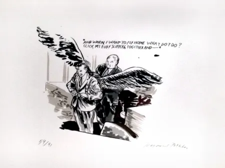 Zeefdruk Pettibon - And When I Want to Fly Home What Do I Do