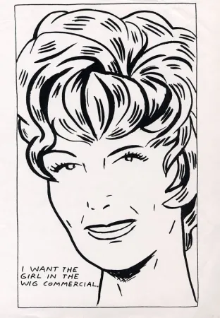 Zeefdruk Pettibon - I Want To Be The Girl In The Wig Commercial